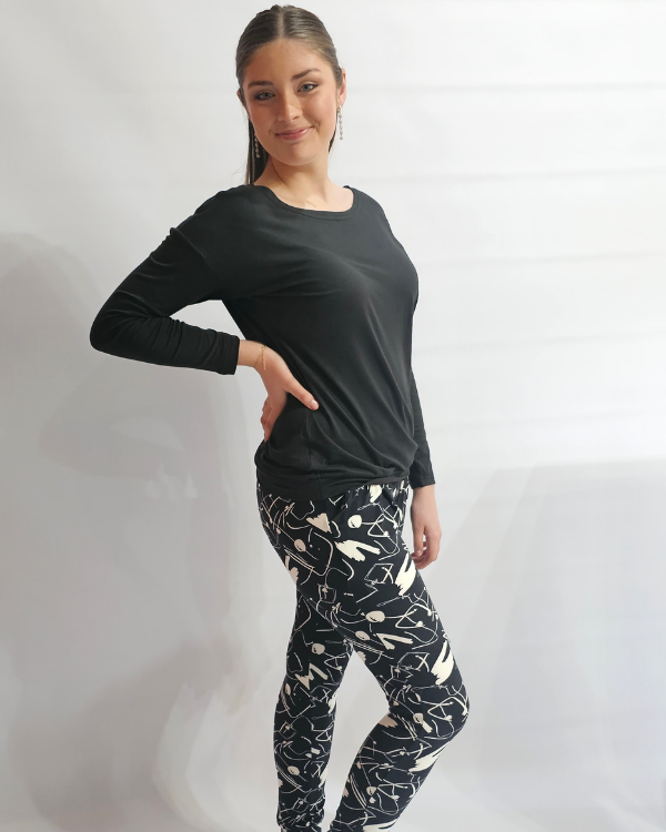 Slouch Pants - Black & White Swirl