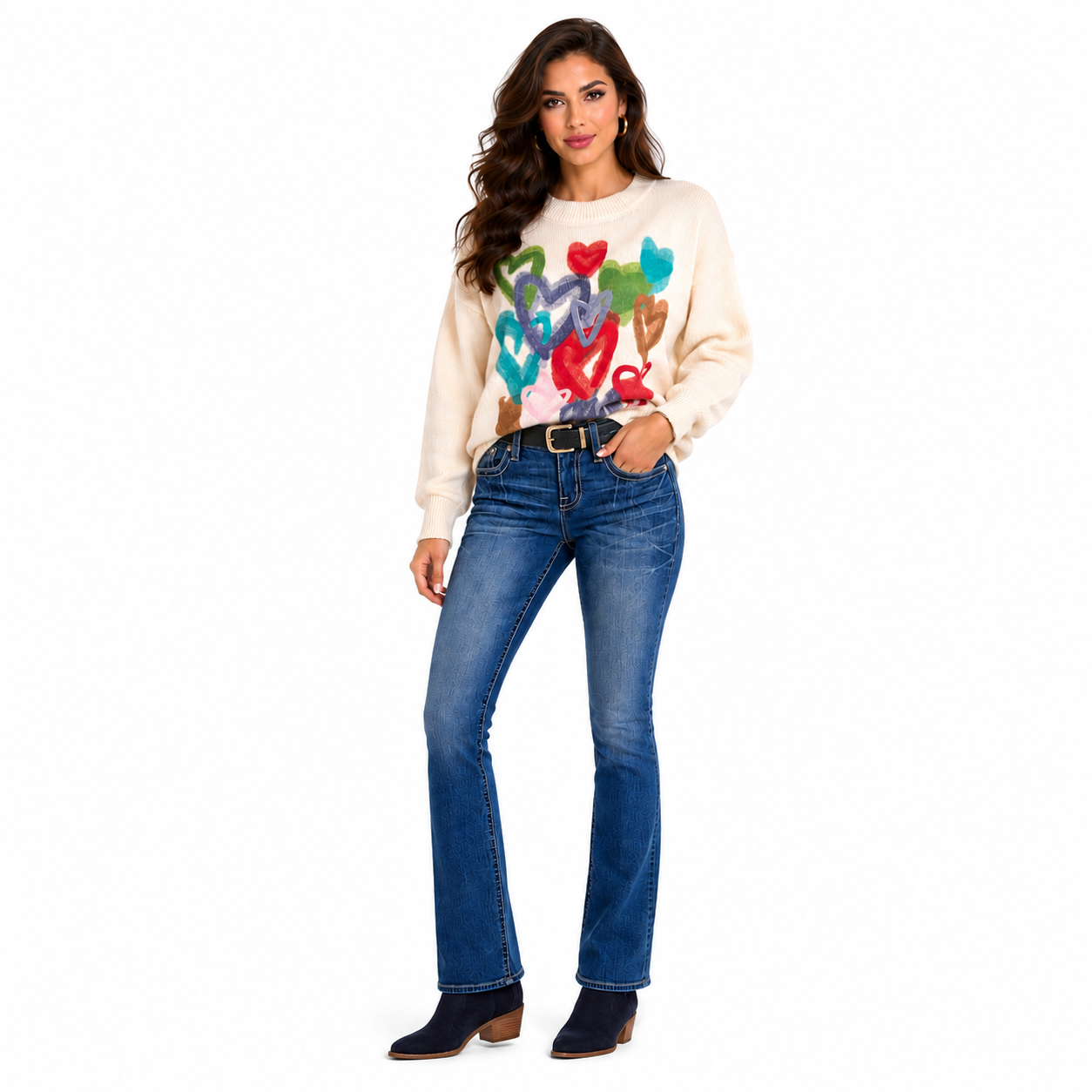 Painted Hearts Knit Sweater