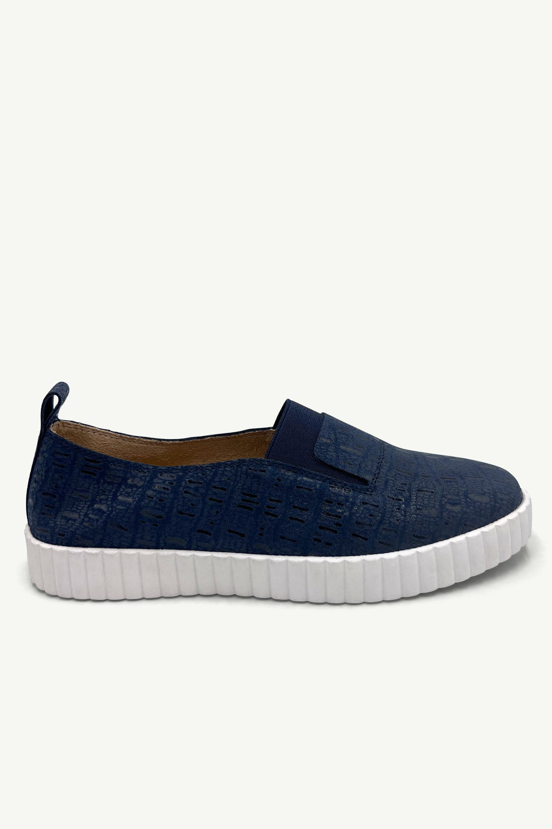 Fran Leather Slip on Sneaker - Navy Snake