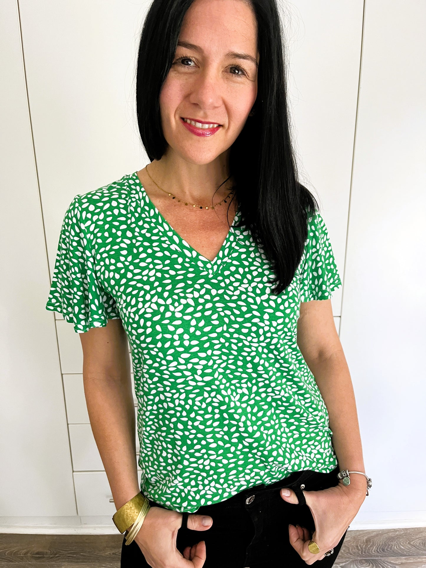 Frill Tee - Emerald Green Drop