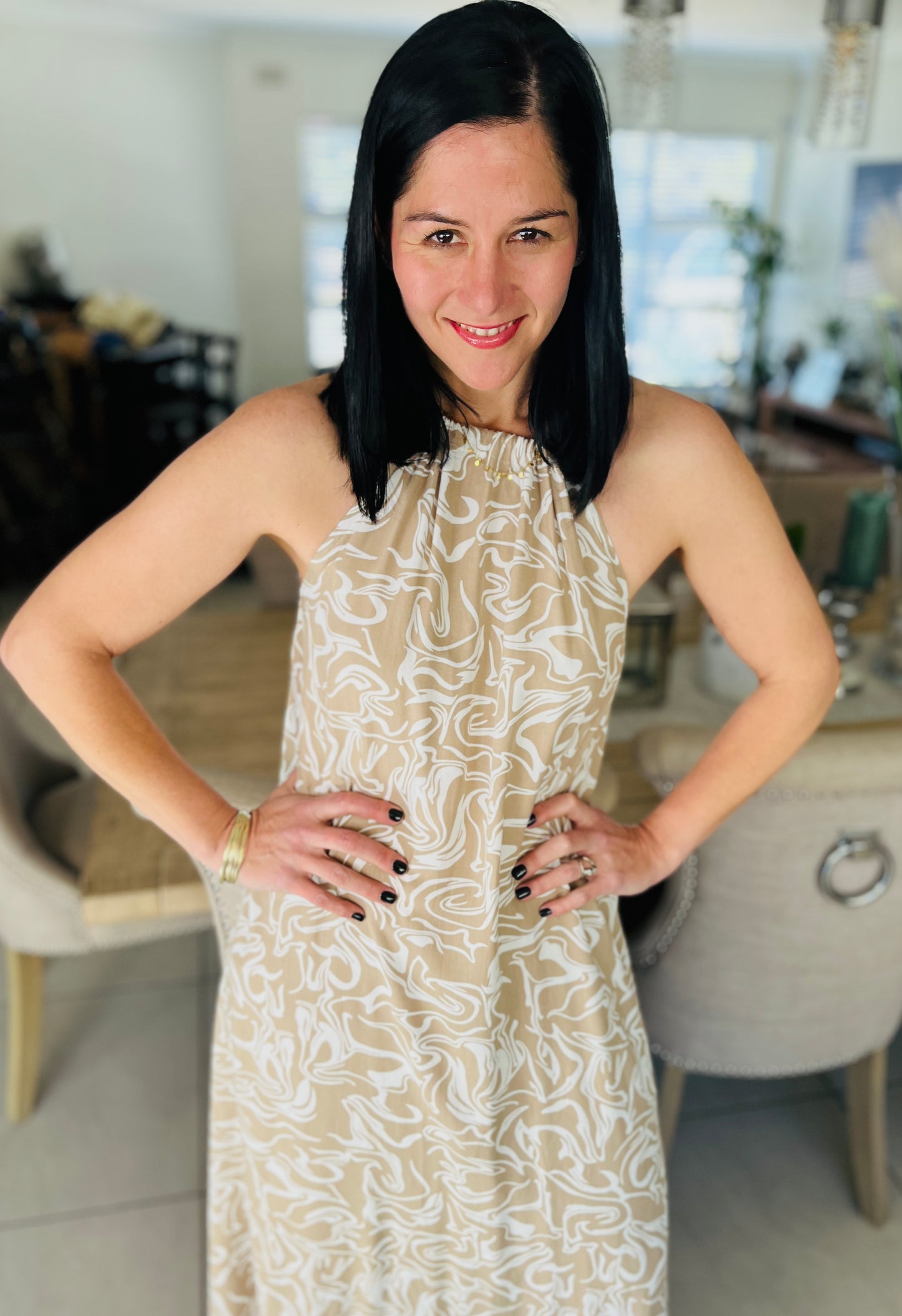 Classic Maxi Dress - White Coffee Amalfi