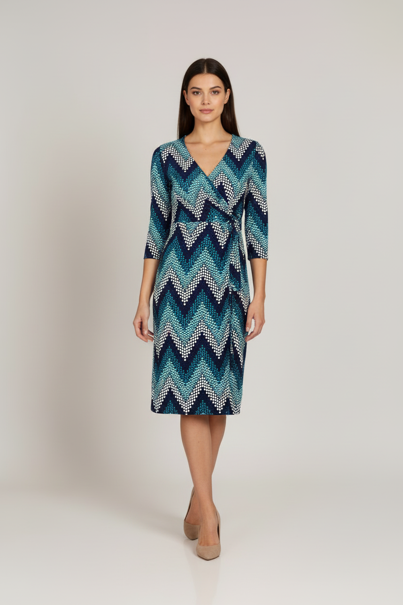 Navy/Teal 3/4 Sleeve Cross over