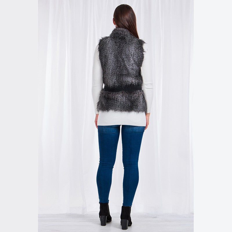 Sleeveless Faux Bunny Fur Gilet