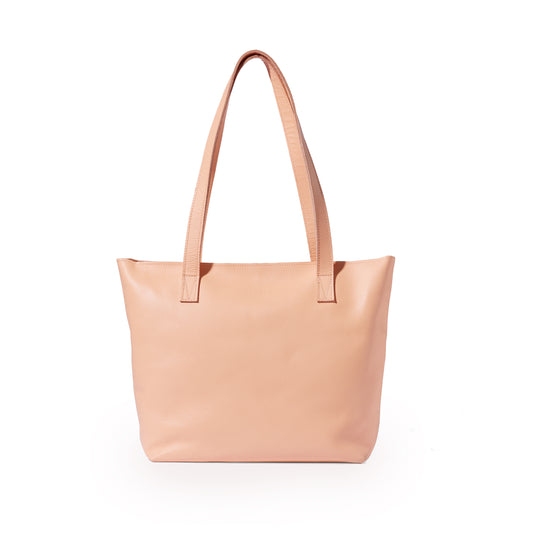 Emmy Leather Tote Bag - Peach Haze
