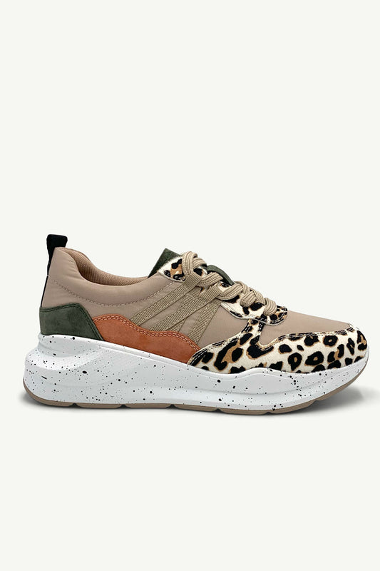 Wade - Beige & Leopard Leather Sneaker