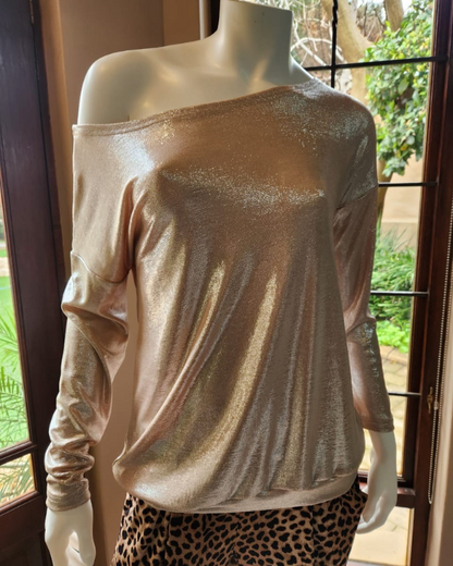 Off the Shoulder Top - Sand Shimmer