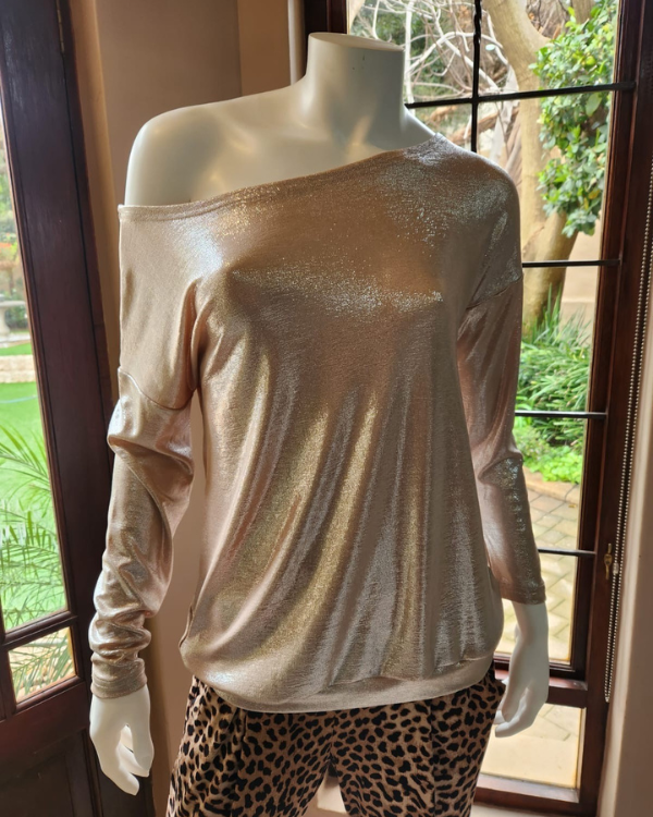 Off the Shoulder Top - Sand Shimmer