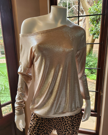 Off the Shoulder Top - Sand Shimmer