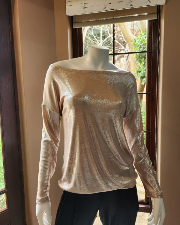 Off the Shoulder Top - Sand Shimmer