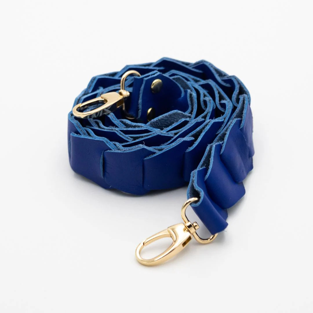 Leather Link Strap - Cobalt Blue with Gold Fittings