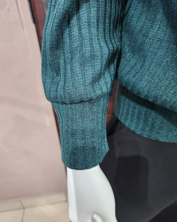 V-Neck Rib Top - Green