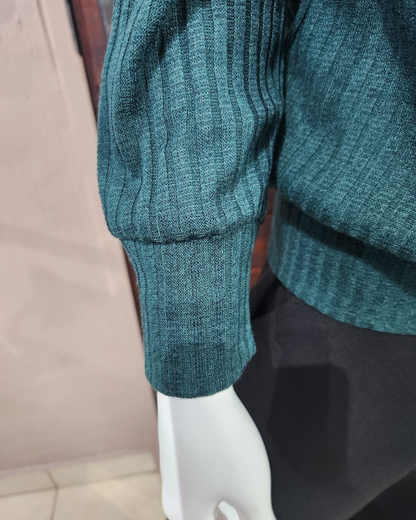 V-Neck Rib Top - Green