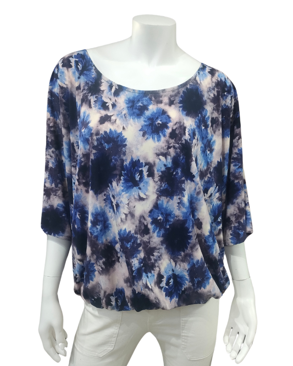 Kimya Top - Navy Leaves