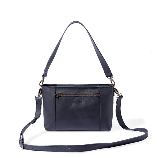 Margo Leather Crossbody & Shoulder Strap - Black