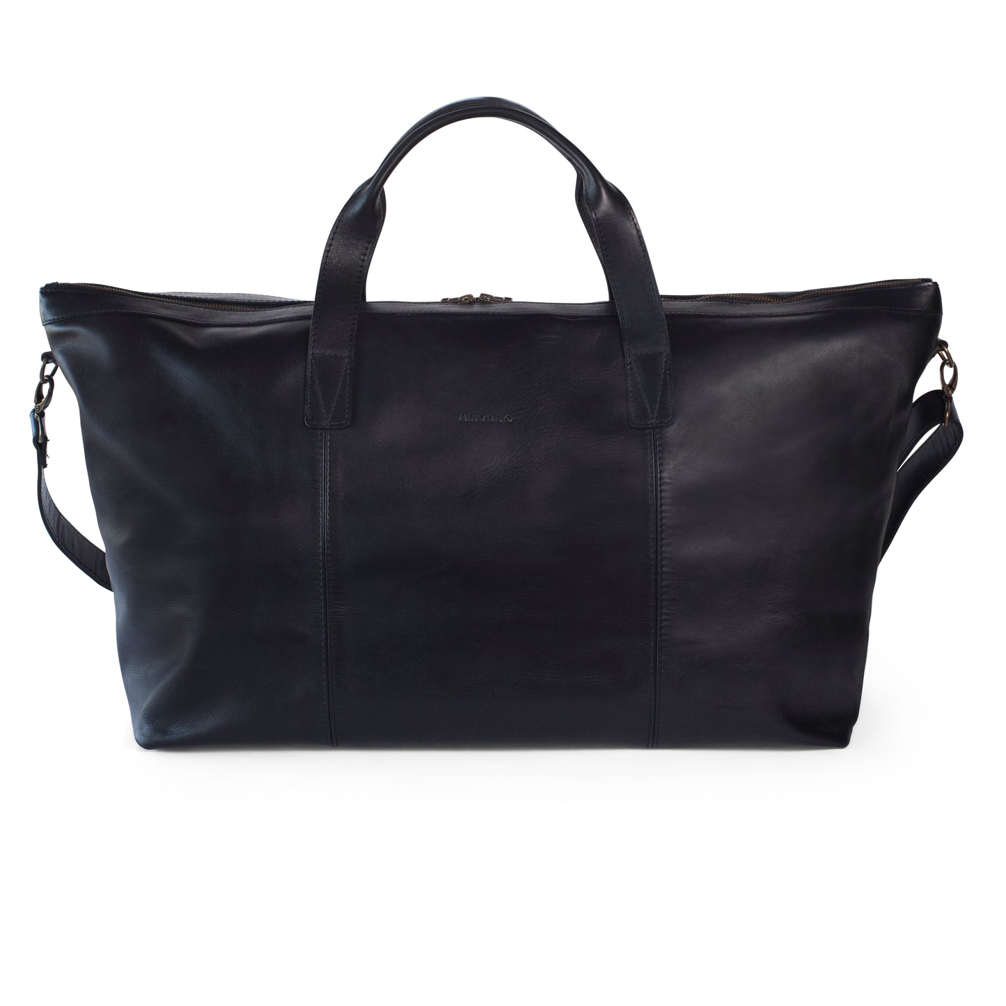 Oliver leather travel weekender bag - Black