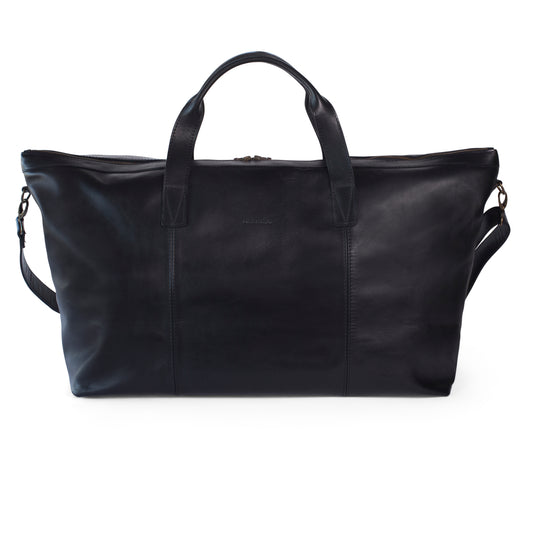 Oliver leather travel weekender bag - Black