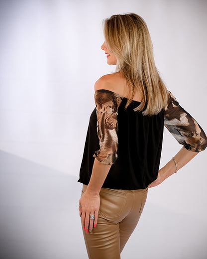 Shanee Top - Brown & Black Leopard