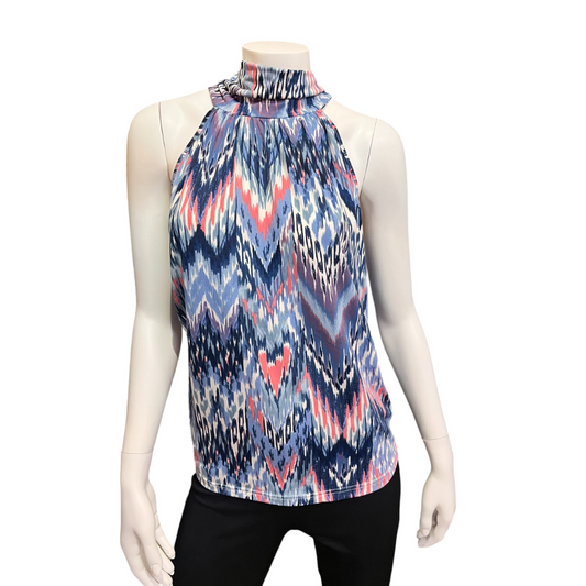 Halterneck Top - Pink & Blue Paint