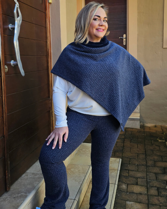 Maryamm - Navy Rib Pants (Longer Length)
