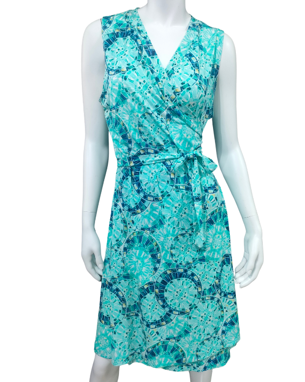 Wrap Dress - Mint/Blue Design