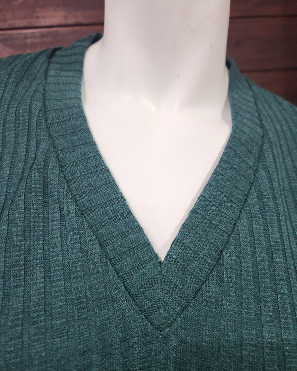 V-Neck Rib Top - Green