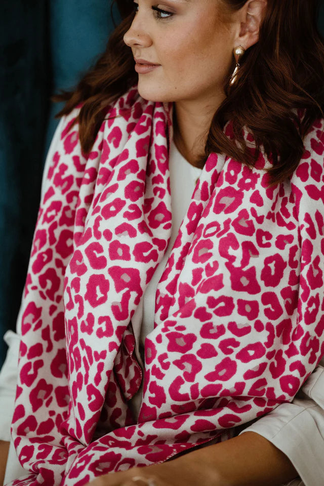 Leopard Print Wrap - Magenta