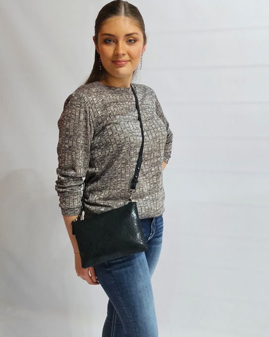 Gwen Leather Handbag - Black Snake