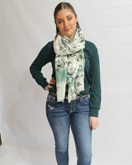 V-Neck Rib Top - Green