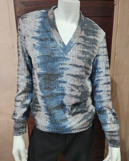 V-Neck Rib Top - Galaxy Print