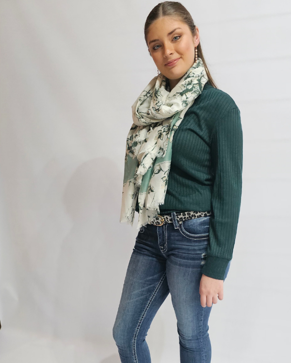 V-Neck Rib Top - Green
