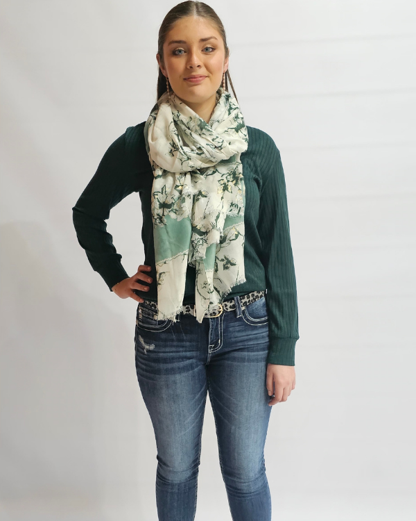 V-Neck Rib Top - Green