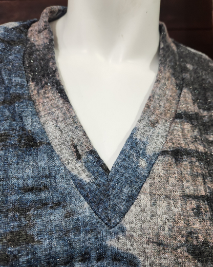 V-Neck Rib Top - Galaxy Print
