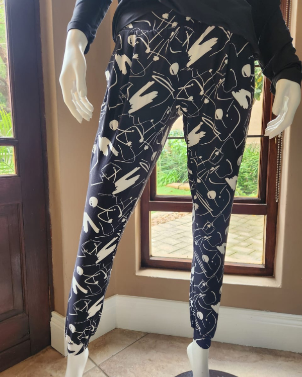 Slouch Pants - Black & White Swirl