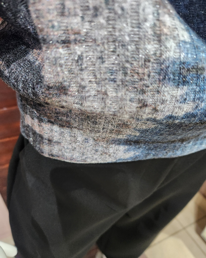 V-Neck Rib Top - Galaxy Print
