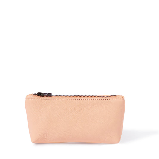 Sofia Pebble Leather Pouch - Peach Haze
