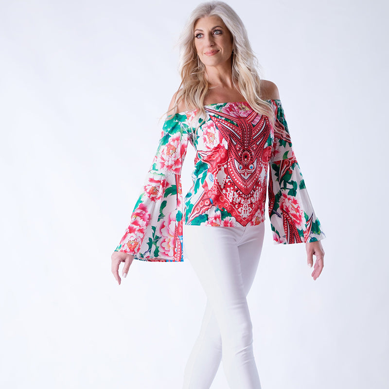 Floral Bell Sleeve Top