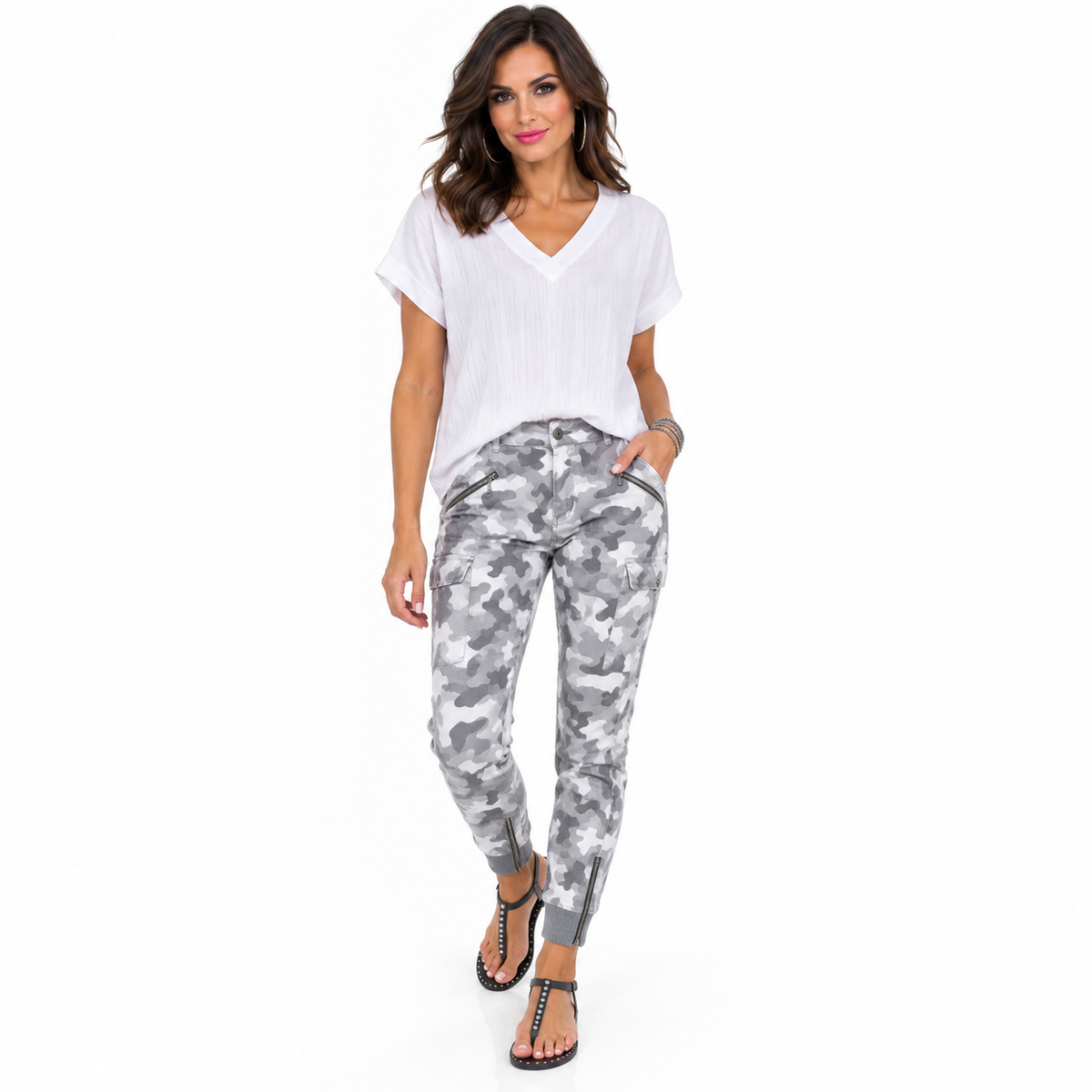 V- Neck Woven Blouse White