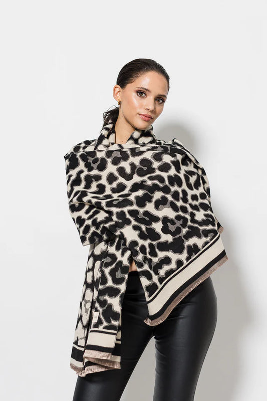 Lazy Leopard Print Wrap - Black