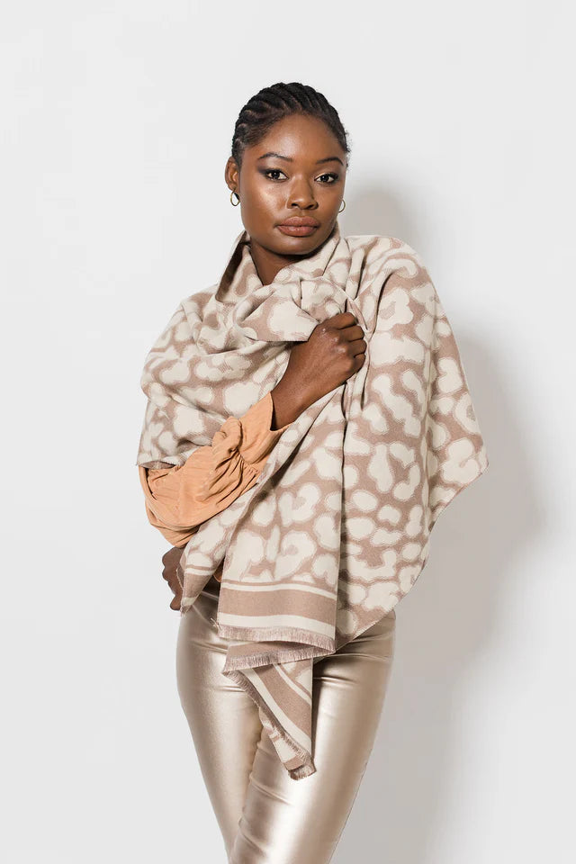 Lazy Leopard Print Wrap - Stone