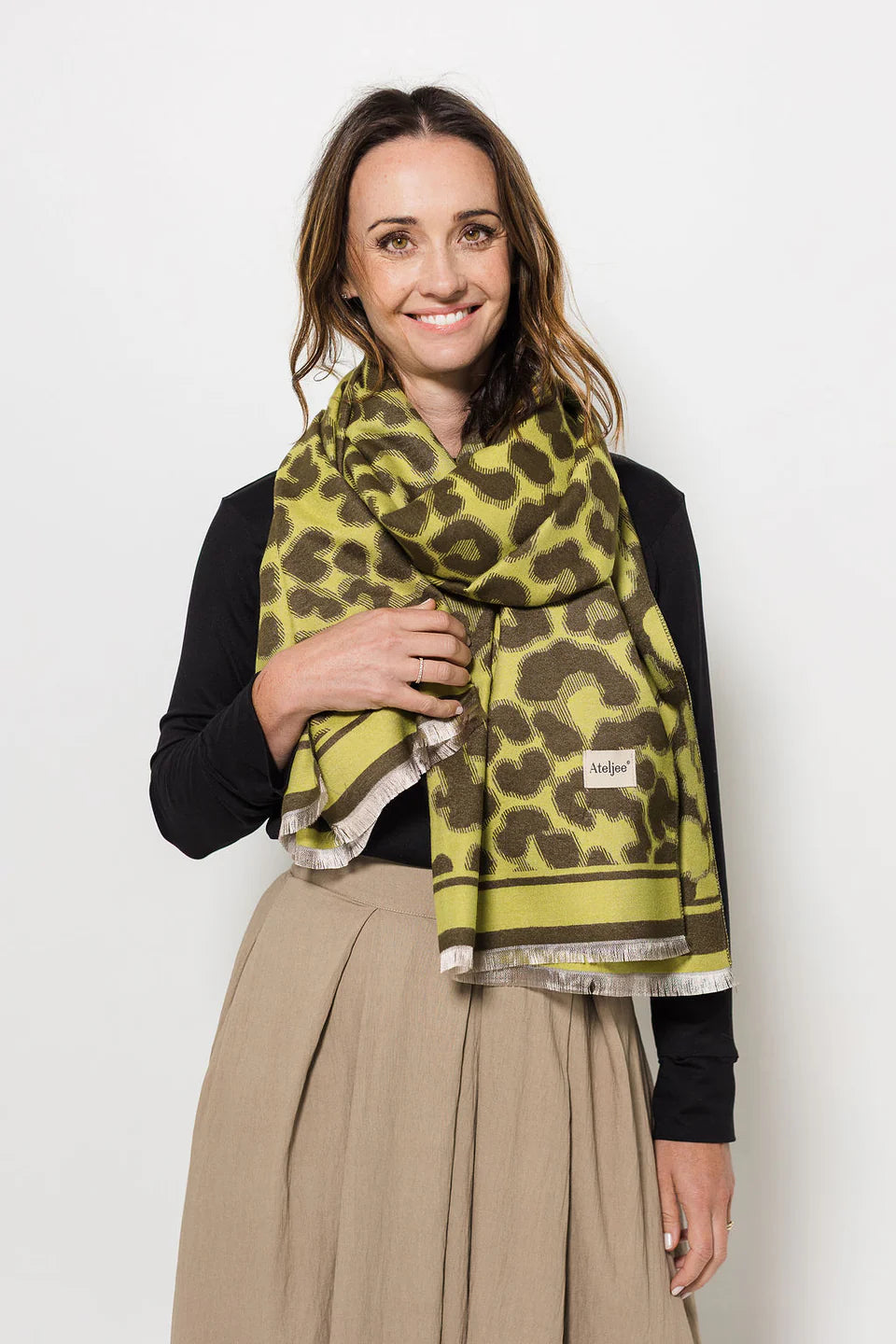 Lazy Leopard Print Wrap - Chartreuse/Olive