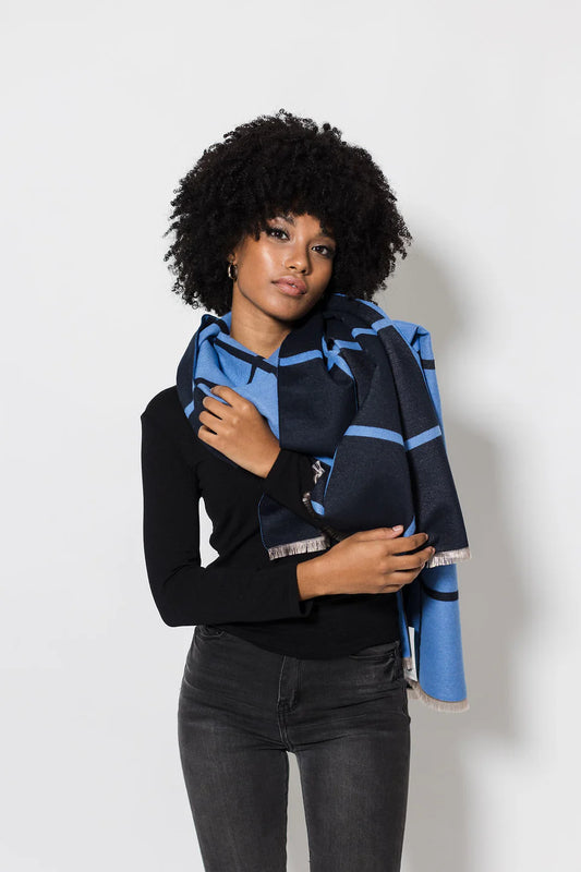 Lined Grid Wrap -  Indigo/Blue
