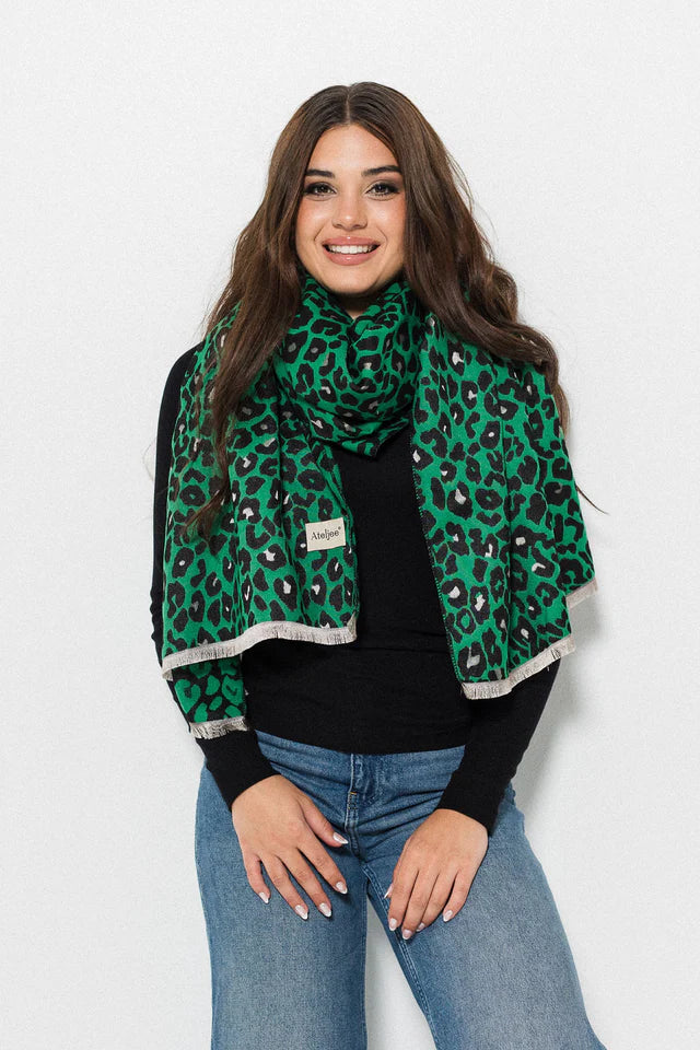 Leopard Print Wrap - Green