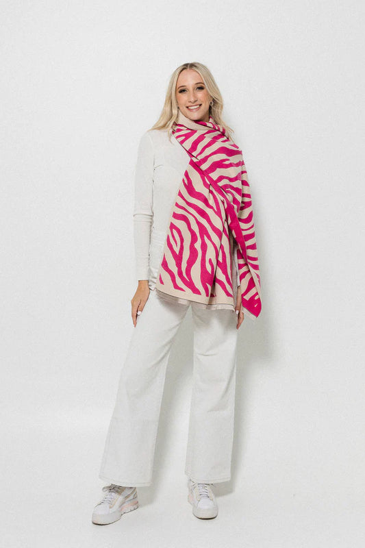 Zebra Print Wrap - Pink/Creme