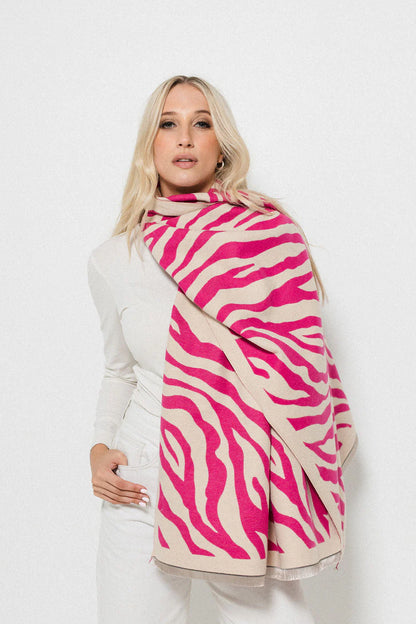 Zebra Print Wrap - Pink/Creme