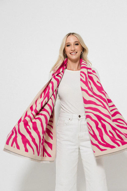 Zebra Print Wrap - Pink/Creme