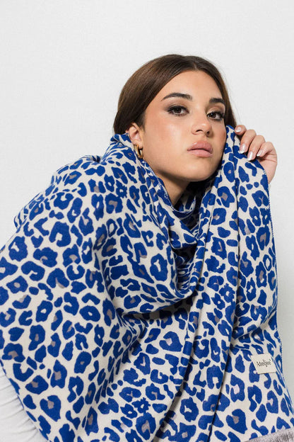 Leopard Print Wrap - Dark Blue
