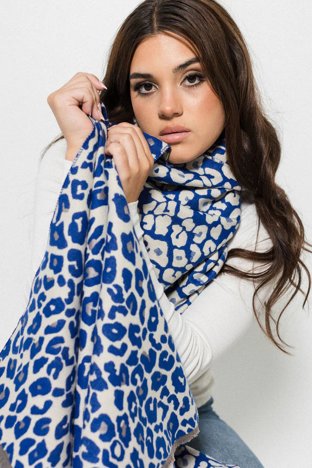 Leopard Print Wrap - Dark Blue