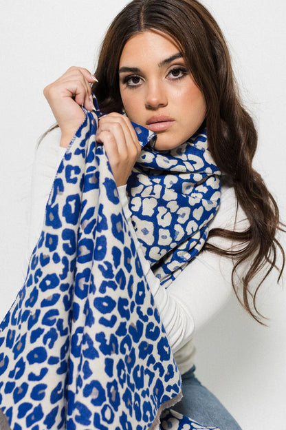 Leopard Print Wrap - Dark Blue