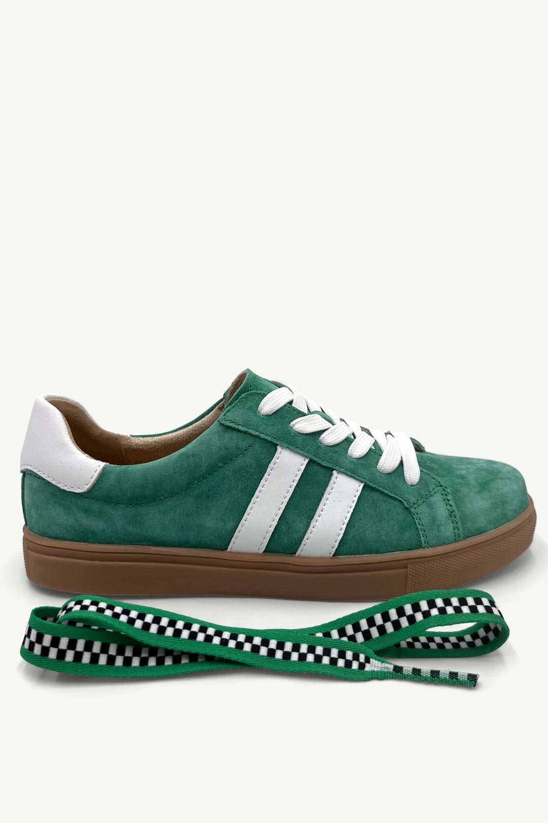 Avri Green Suede Leather Sneakers with additional laces
