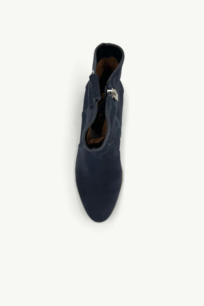 Belle Suede Leather Boots - Navy